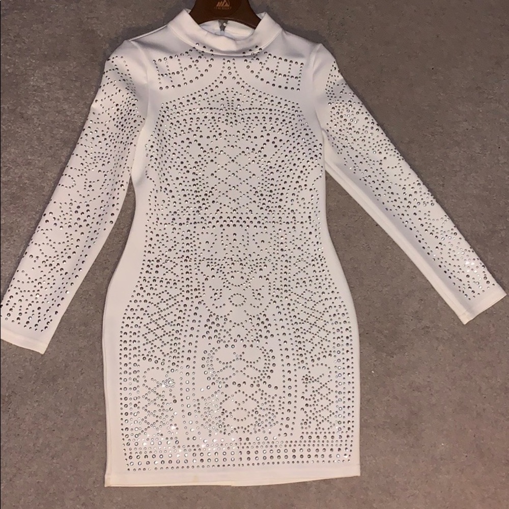 White Beaded Bodycon Dress
